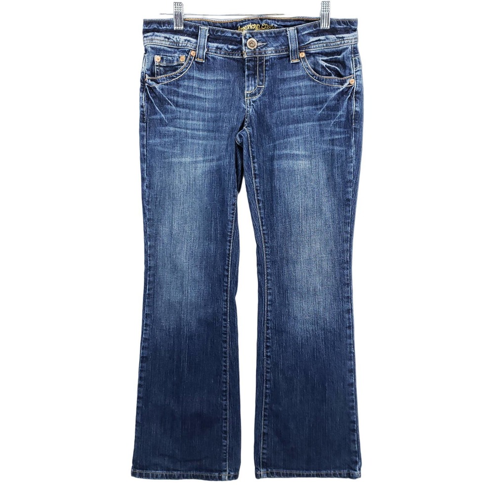 American Eagle Flare Jeans Womens 8 Short Blue Medium Wash Bootcut Stretch Denim